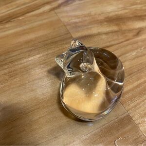 Steuben Glass Sleeping Cat Paperweight, Hand Cooler, Vintage, Rare, Signed